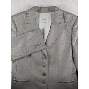 Armani Collezioni Women's Black & White Patterned Blazer - Size 14 Made in Italy